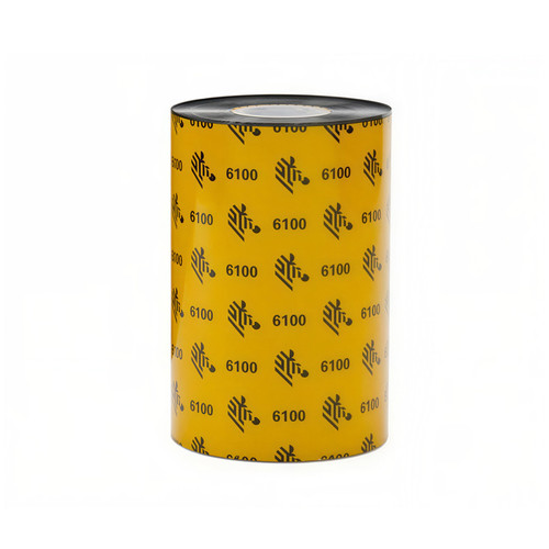Zebra 4.33" x 1476' 6100 Industrial Wax/Resin Ribbon | Case of 6 Rolls (06100BK11045) - Primary 01