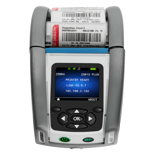 Zebra ZQ610-HC Direct Thermal Mobile Printer for Healthcare (ZQ61-HUFA000-00) - Front 01