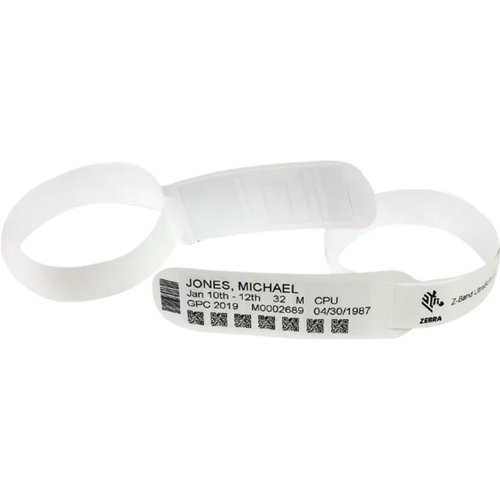 Zebra 1" x 14" Z-Band UltraSoft RFID LR Wristband | For ZD500R Printers | Case of 3 Rolls - 175 Labels per Roll | ZIPRD3015155-CASE