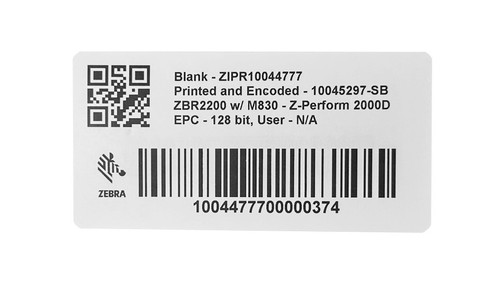 Zebra 4" x 2" Z-Perform 2000D M830 General Purpose RFID Label | For Industrial Printers | Case of 4 Rolls - 2,200 Labels per Roll | ZIPR10044777-CASE