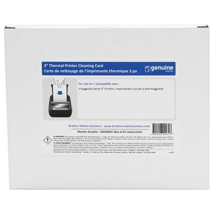 Brother 3" x 6" Cleaning Card | For RuggedJet Printers | Case of 25 Cards | LBX036001
