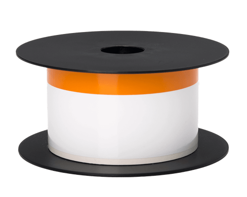 Brother 2" x 75' Thermal Transfer Continuous Orange Header White Label | For Desktop Safety Printers | Case of 1 Roll | BMSLT206CNT