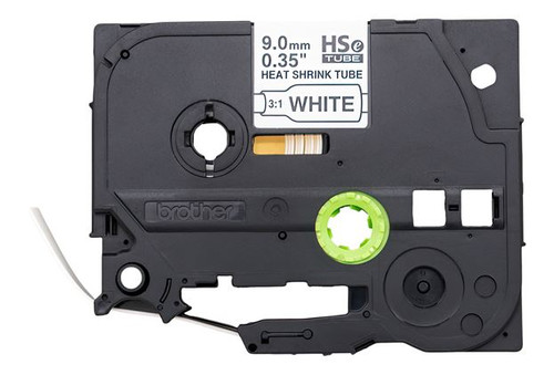 Brother 0.35" x 4.9' Black on White 3:1 Heat Shrink Tube | For P-Touch Printers | Case of 1 Roll | HSE221EG