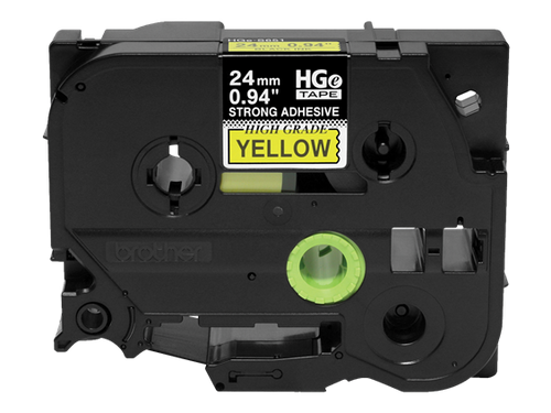 Brother 0.94" x 26.2' HG Extra-Strength Yellow Adhesive Tape | For P-Touch Printers | Case of 5 Rolls | HGeS6515PK