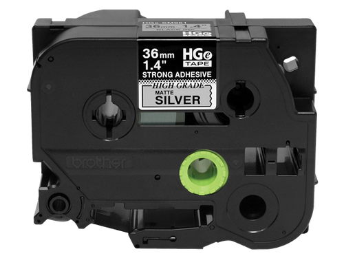 Brother 1.4" x 26.2' HG Extra-Strength Silver Adhesive Tape | For P-Touch Printers | Case of 5 Rolls | HGeS9615PK