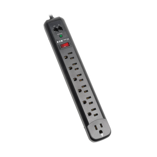 Eaton Tripp Lite TLP76RBTEL 1080 Joules 7-Outlet Surge Protector | Black | TLP76RBTEL