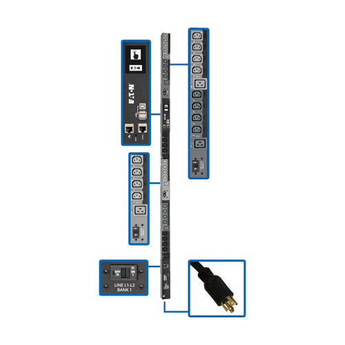 Eaton Tripp Lite PDU3EVSR10L2130 10kW 30-Outlet Switched 0U Vertical PDU | PDU3EVSR10L2130