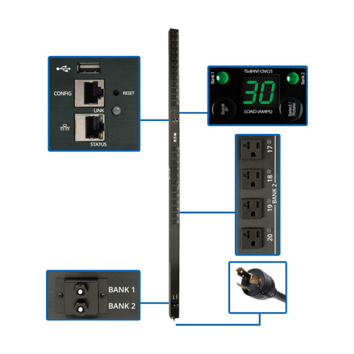 Eaton Tripp Lite PDUMV30NETLX 2.9kW 24-Outlet Switched 0U Vertical PDU | PDUMV30NETLX