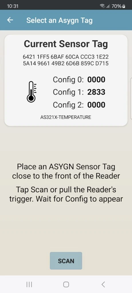 RFID Sensor Tag Explorer app screenshot