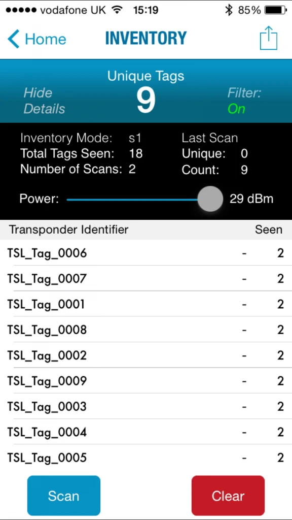 RFID Explorer app screenshot