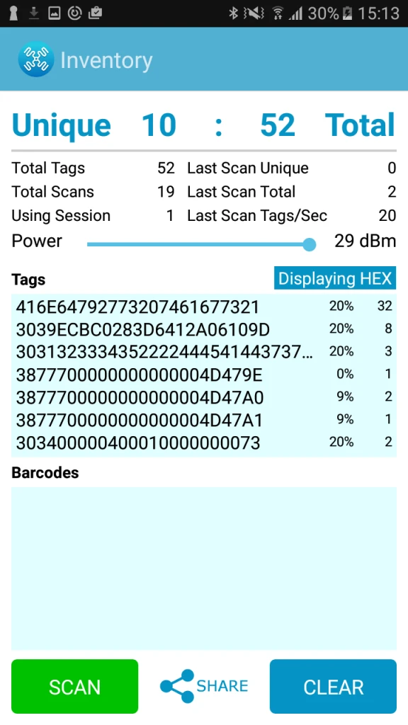 RFID Explorer app screenshot