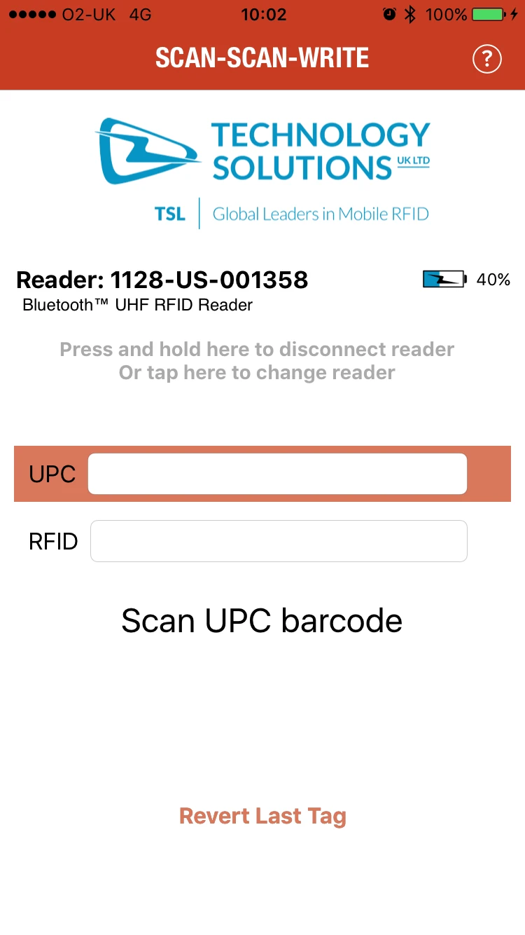 RFID Scan Scan Write app screenshot