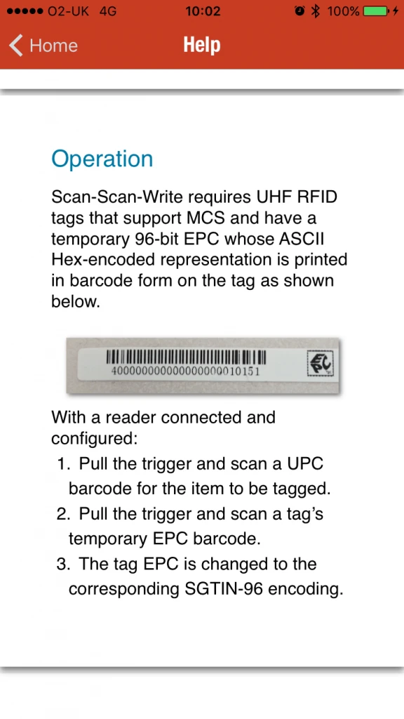 RFID Scan Scan Write app screenshot