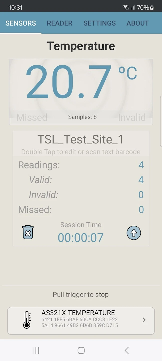 RFID Sensor Tag Explorer app screenshot