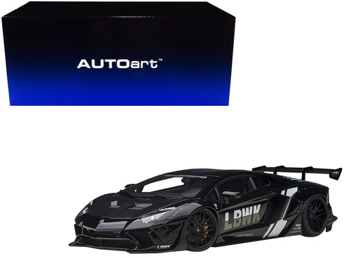 Lamborghini Aventador Liberty Walk LB-Works Livery Black with Carbon Hood Limited Edition 1/18 Mode