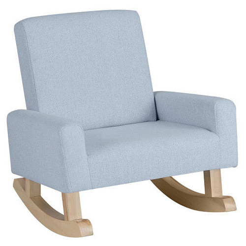 Kids Rocking Chair with Solid Wood Legs-Blue - Color: Blue