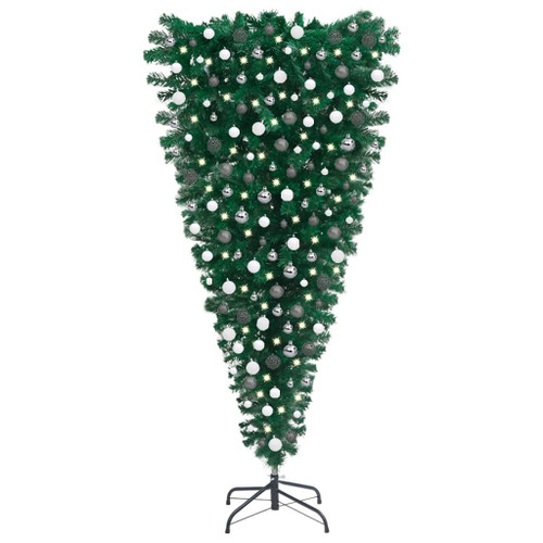 vidaXL Upside-down Artificial Pre-lit Christmas Tree with Ball Set 82.7"