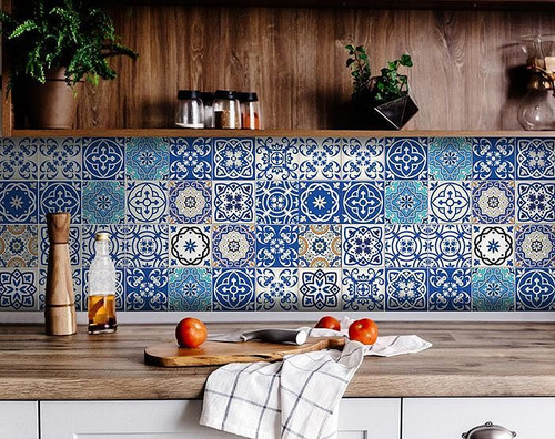 8" x 8" Blue and Aqua Pop Mosaic Peel and Stick Removable Tiles
