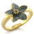 LO520 - Gold White Metal Ring with Top Grade Crystal  in Black Diamond