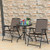 3 Pieces Bistro Patio Garden Furniture Set of Round Table and Folding Chairs - Color: Brown