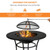 31.5 Inch Patio Fire Pit Dining Table With Cooking BBQ Grate - Color: Black D681-NP10257