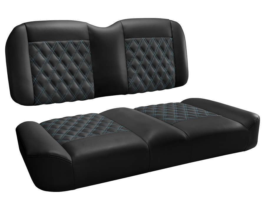 MasterClass Signature Series Front Seat for Club Car and EZGO - Black with Light Blue Stitch