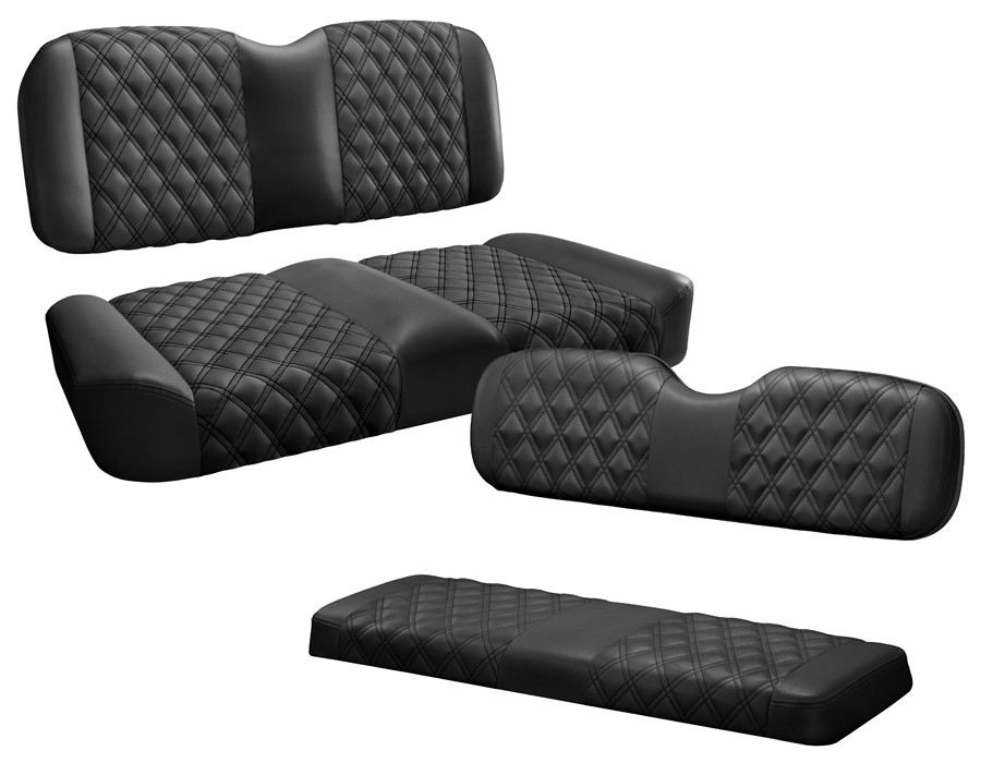 MasterClass Quick Ship Elite Series Matching Seat Set For EZ-GO RXV 2016+ - Black on Black