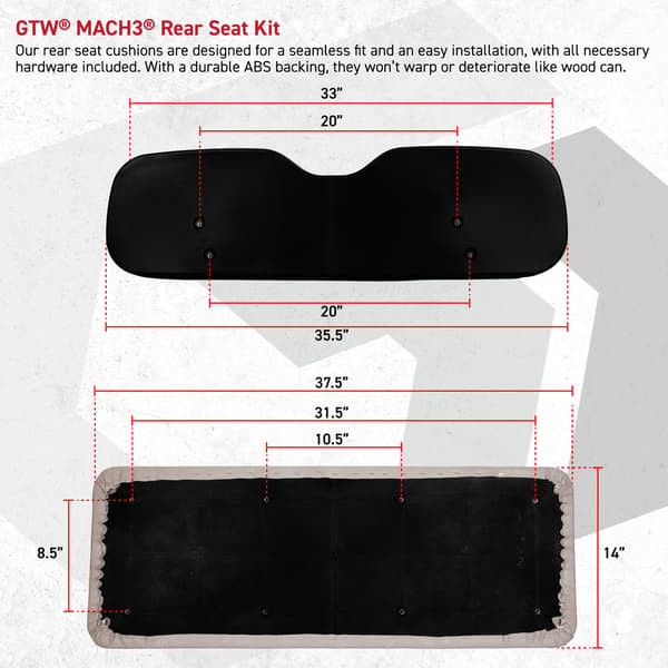 EZ-GO RXV GTW Mach3 Rear Flip Seat Sizing