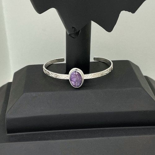 charoite sterling silver cuff bracelet