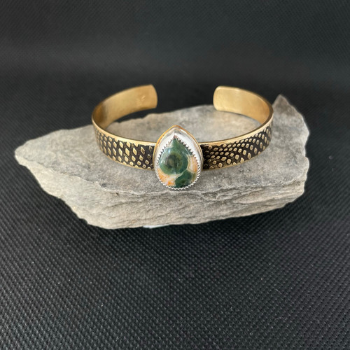 ocean jasper brass cuff bracelet