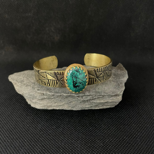 chrysocolla brass cuff bracelet