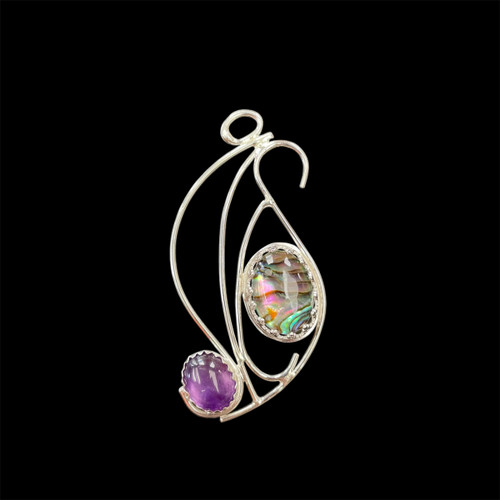 amethyst and abalone sterling pendant