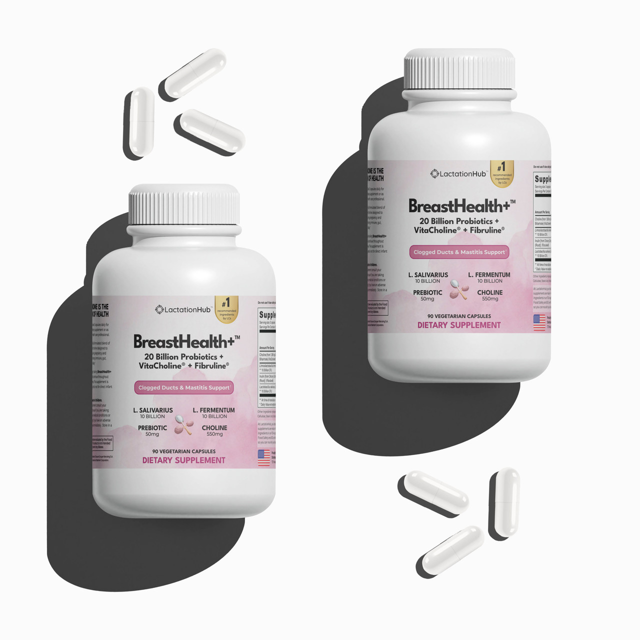 BreastHealth+ Pregnancy Breastfeeding Probiotic with Choline and Prebiotics for Clogged Ducts Mastitis