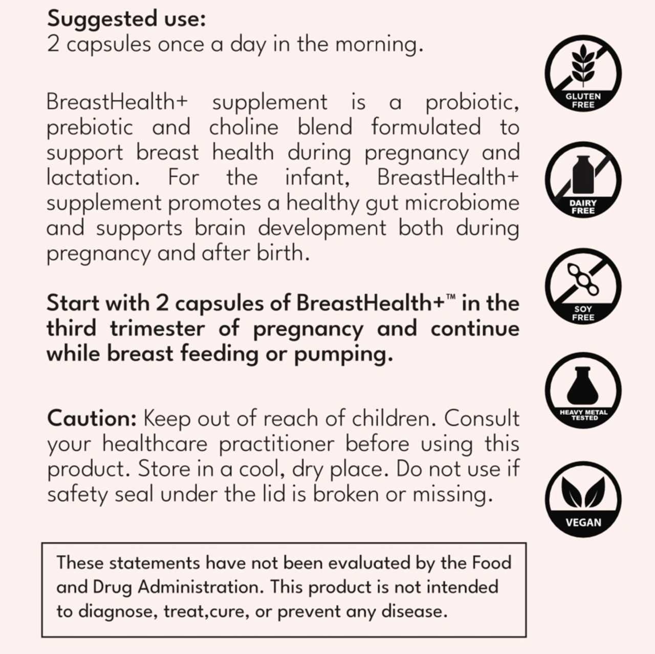 BreastHealth+ Pregnancy & Breastfeeding Probiotic with Choline and  Prebiotics for Clogged Ducts & Mastitis