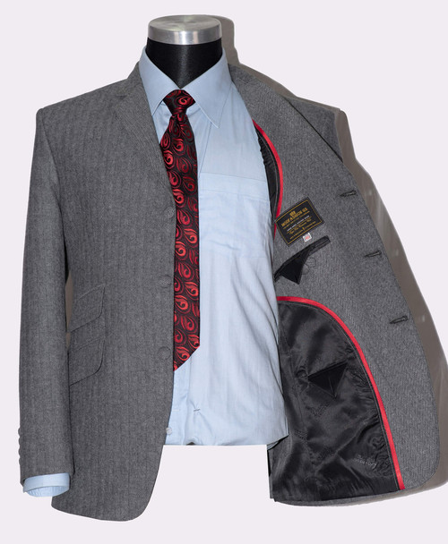 mod clothing grey herringbone suit