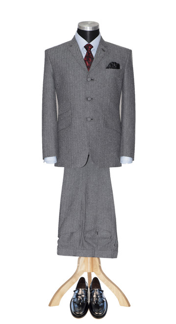 mod clothing grey herringbone suit