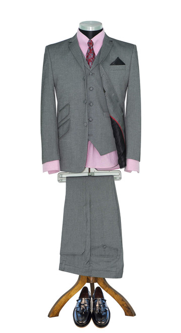 mod clothing grey 3 piece suit