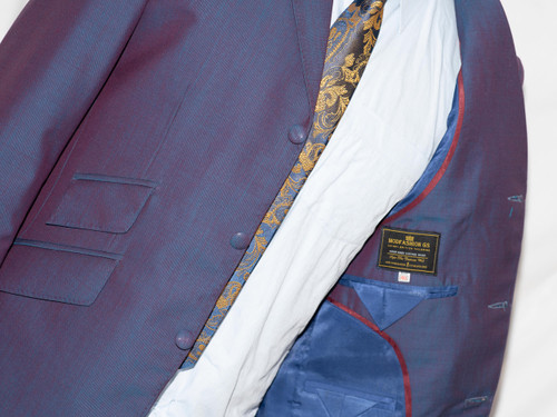 wine and blue 2 tone suit