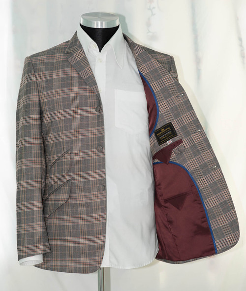 vintage style brown POW check blazer