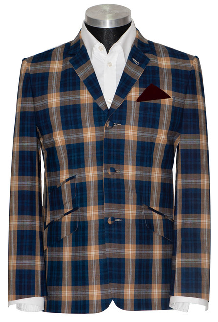 Brown & Navy check blazer 1960's vintage