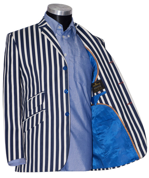 Navy blue & white striped boating blazer