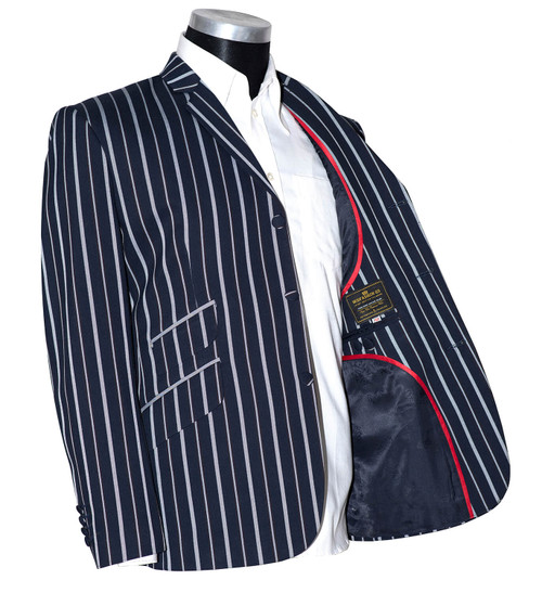 Grey & navy blue stripe boating blazer