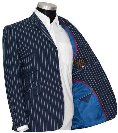 White striped in navy blue classic boating blazer