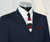navy blue peak lapel suit