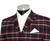 Weller Red and Navy Tartan Check 4 Button Mod Suit