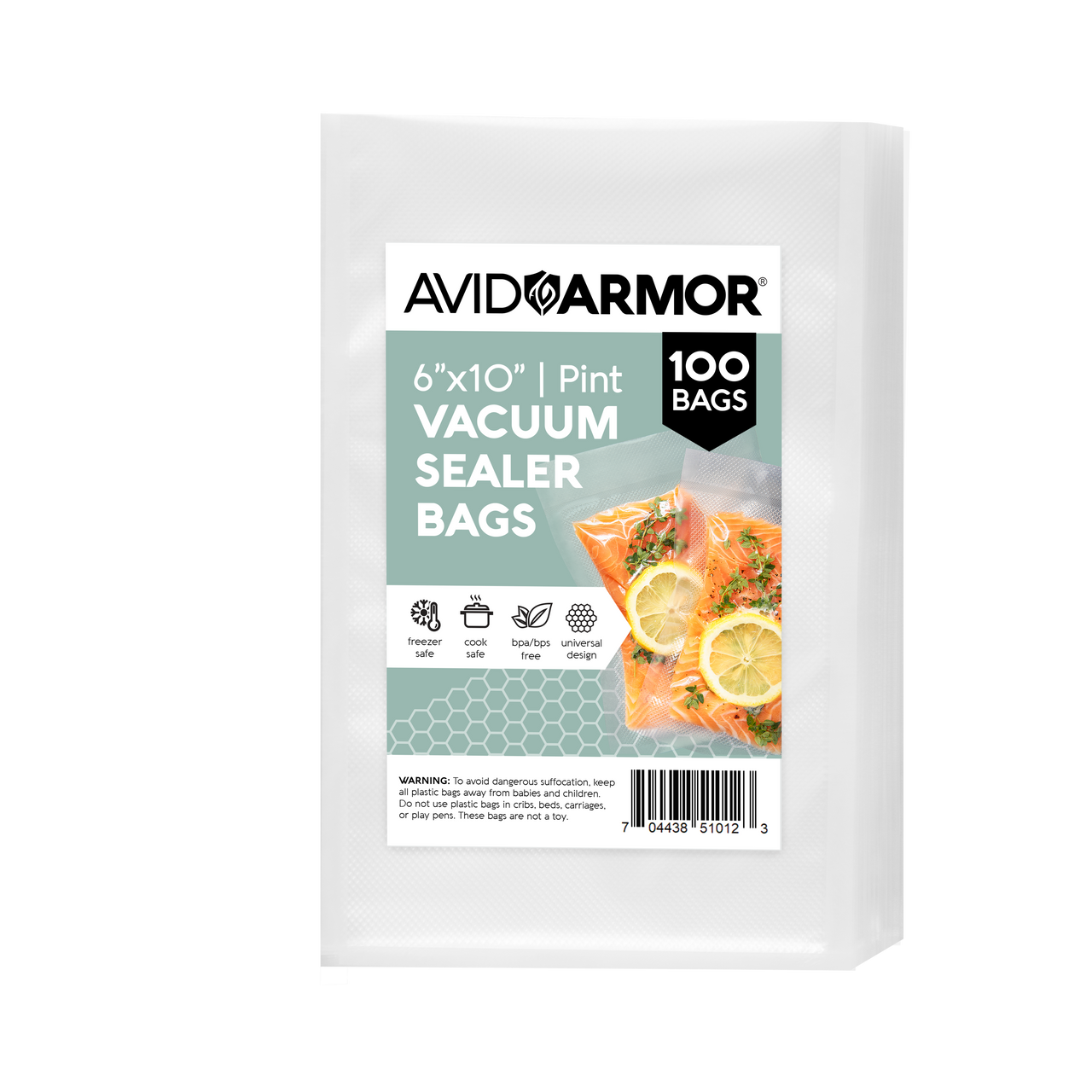 Food Vacuum Sealer Bags Gallon Size Pre-Cut (11x16) from Avid Armor