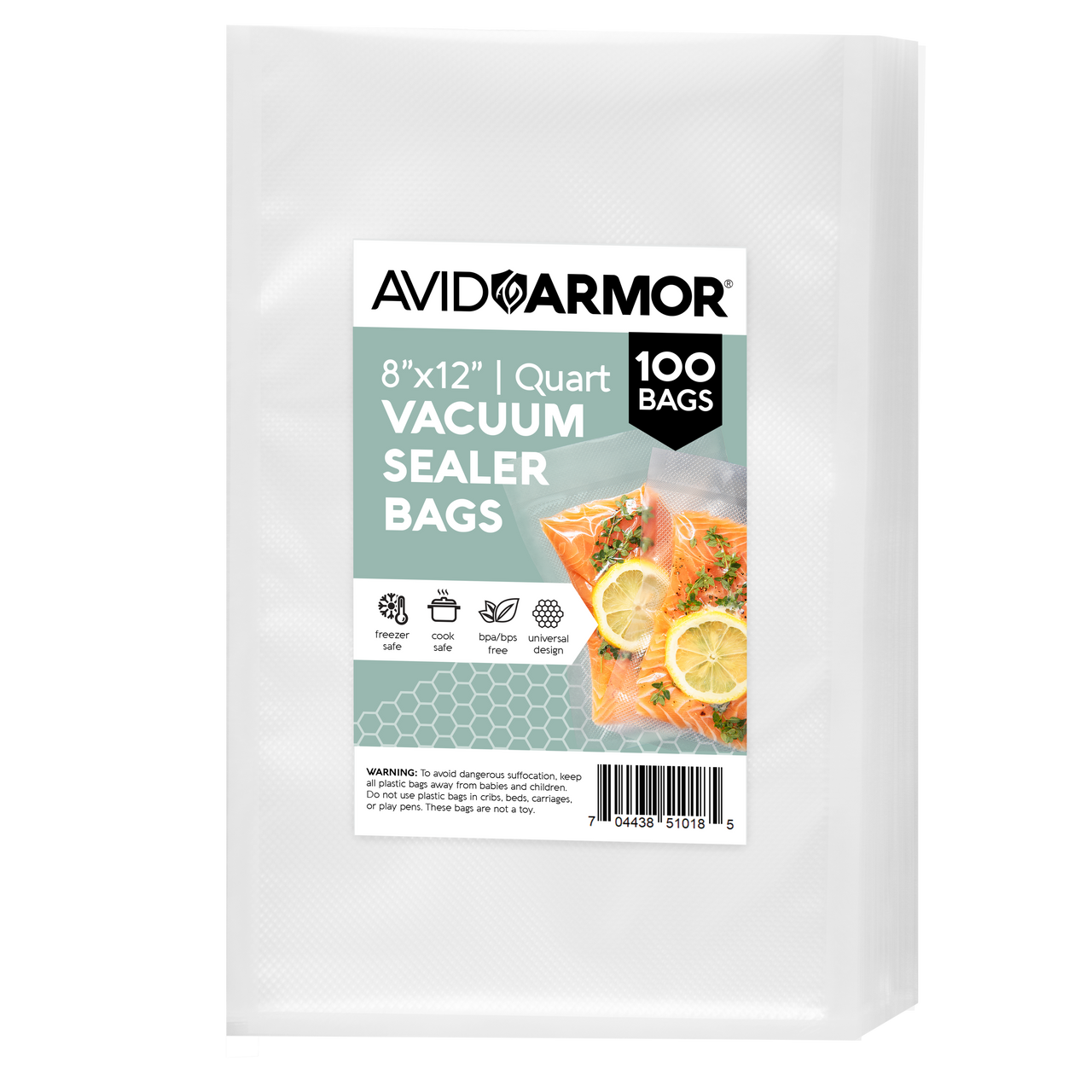 200 Vacuum Sealer Bags, 8 x 12 inch Thick BPA Free Quart Food VAC Storage Bags