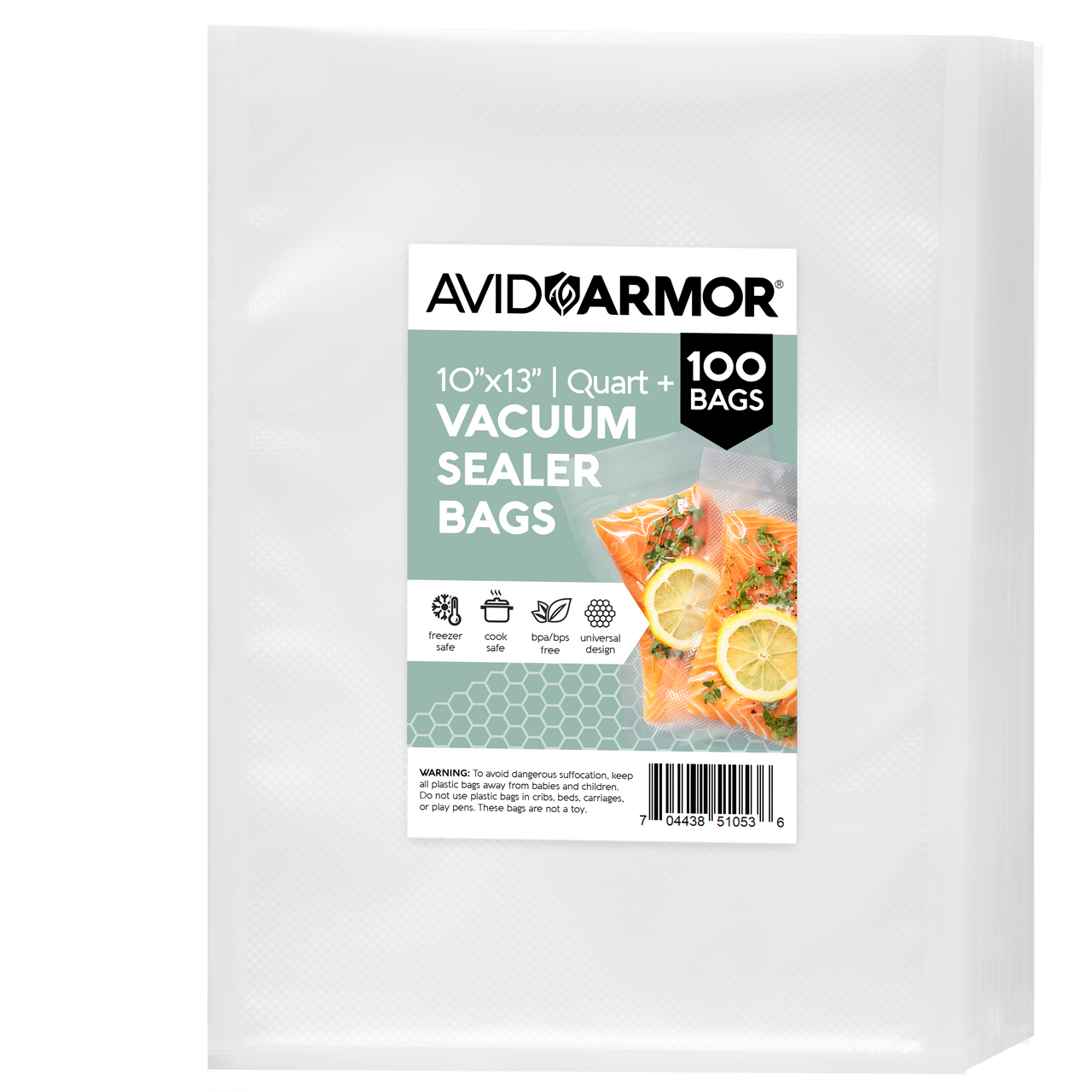 Vacuum Meal Seal Food Save Bags - Pre-Cut Quart Size Plus (10x13) from Avid Armor