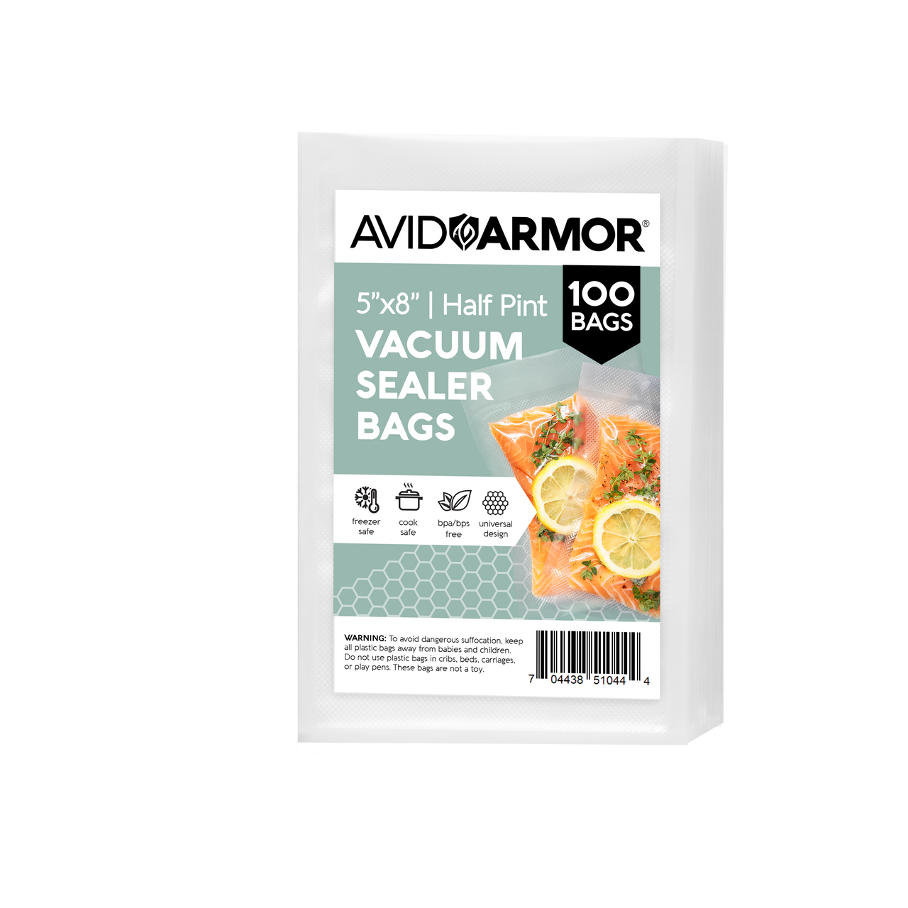 Avid Armor 100 5 x 8 Half Pint Pre-Cut Food Vacuum Sealer Bags for  Freezer Storage, BPA Free Vacuum Seal Bags