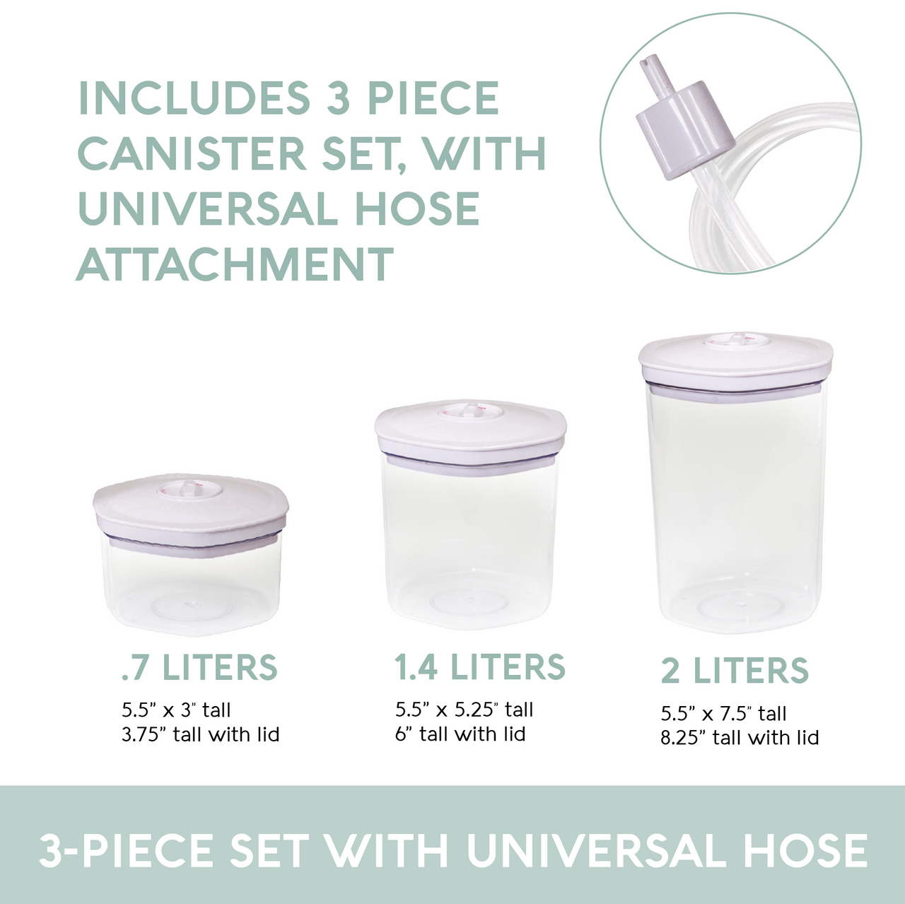Set of 2 Food Saver Canisters With Lids Food Vacuum Seal Preserve Dry Foods  Nice